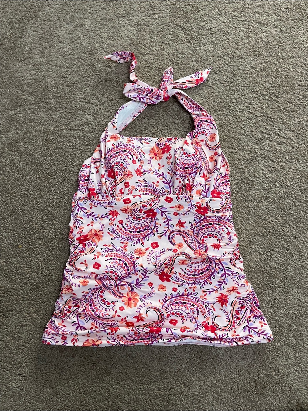 Lands' End Pink and Purple Paisley Halter Swim Top